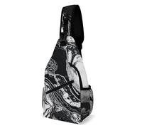 Sac à bandoulière pour femme et homme, sac à bandoulière marbré noir et blanc, sac de poitrine de randonnée, sac banane tendance, sac à dos décontracté, sac à dos pour voyage, blanc, 20,3 x 10,2 x