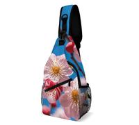 Sac à bandoulière pour femme et homme, sac à bandoulière motif floral de prune, sac de randonnée, sac banane tendance, sac à dos décontracté, sac à dos pour voyage, blanc, 20,3 x 10,2 x 38,1 cm,