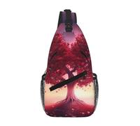 Sac à bandoulière pour femme et homme - Sac banane - Beau paysage au coucher du soleil - Sac à bandoulière pour l'extérieur, la randonnée, les voyages, Magnifique arbre d'amour en forme de cœur