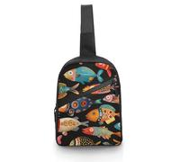 Sac à bandoulière pour femme et homme - Sac banane coloré en forme de poisson de dessin animé - Sac banane pour voyage, poisson de dessin animé coloré, taille unique, sac à dos à bandoulière, Poisson