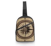 Sac à bandoulière pour femme et homme - Sac de poitrine avec boussole et carte de route - Sac banane pour voyage, boussole et carte routière - Taille unique, Boussole Wind Road Map, Taille unique,