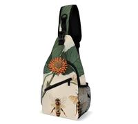 Sac à bandoulière pour femme et homme - Vintage - Illustration botanique d'abeille - Sac de poitrine de randonnée - Sac banane tendance - Sac à dos décontracté - Sac à dos à bandoulière pour voyage,