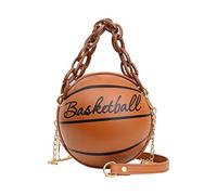 Sac à bandoulière pour femme - Forme de basket-ball - Sac à main rond - Sac à main à paillettes, marron, Taille unique