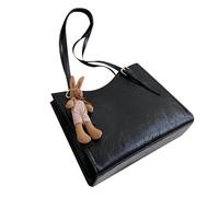 Sac à bandoulière pour femme - Grand sac de transport simple pour femme en voyage avec pendentif lapin - Sac de mode vintage tendance et décontracté pour femme, Noir , Voir description