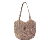 Sac à bandoulière pour femme - Grand sac fourre-tout tissé à la main avec poignée - Sac à main d'été - Sac à main pour la plage - Sac fourre-tout pour ordinateur portable, kaki, Taille unique