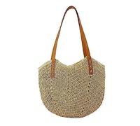 Sac à bandoulière pour femme - Grand sac fourre-tout tissé à la main avec poignée - Sac à main d'été - Sac à main pour la plage - Sac fourre-tout pour ordinateur portable, blanc, Taille unique