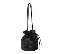 Sac à bandoulière pour femme - Grande capacité - Couleur unie - Sac plissé pour homme, Noir , taille unique