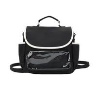 Sac à bandoulière pour femme - Joli sac à main - Style japonais - Messagers - Transparent - Itabag - Pour tous les jours - Sac à dos à bandoulière pour femme - Transparent, noir/blanc, One Size