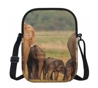 Sac à bandoulière pour femme, mini portefeuille à fermeture éclair avec sangle réglable (formules formes, théorie, leçon de mathéorie), Famille d'éléphants 2, Taille unique