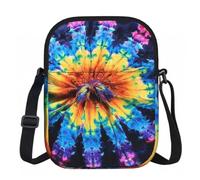 Sac à bandoulière pour femme, mini portefeuille à fermeture éclair avec sangle réglable (formules formes, théorie, leçon de mathéorie), Style tie-dye exotique, Taille unique