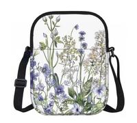 Sac à bandoulière pour femme, mini portefeuille à fermeture éclair avec sangle réglable (formules formes, théorie, leçon de mathéorie), Herbes florales et plantes herbacées, Taille unique