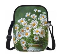 Sac à bandoulière pour femme, mini portefeuille à fermeture éclair avec sangle réglable (formules formes, théorie, leçon de mathéorie), Fleurs et marguerites, Taille unique