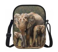Sac à bandoulière pour femme, mini portefeuille à fermeture éclair avec sangle réglable (formules formes, théorie, leçon de mathéorie), Famille d'éléphants 1, Taille unique