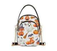 Sac à bandoulière pour femme, motif renards, fantômes, Halloween, sac à main avec chaîne pour téléphone portable, imprimé floral, 15 cm × 21,1 cm × 7,9 cm