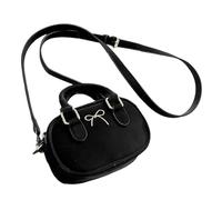 Sac à bandoulière pour femme - Petit sac à bandoulière - Joli nœud - En cuir synthétique - Sac à main de bowling tendance - Pour bowling - Petite épaule - Joli nœud - Pour la navette, Noir/blanc