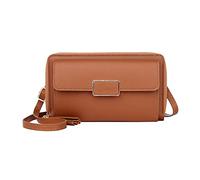 Sac à bandoulière pour femme - Petit sac à bandoulière - Sac à bandoulière pour téléphone portable - En cuir - Portefeuille pour homme, marron, Taille unique