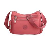 Sac à bandoulière pour femme | Pochette à bandoulière en nylon pour femme | Pochette de rangement étanche à fermeture éclair avec plusieurs poches pour les voyages, l'école, l'extérieur, rose, Refer