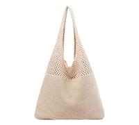 Sac à bandoulière pour femme Printemps/été portable en tricot creux, beige, Taille unique