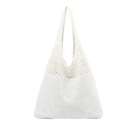 Sac à bandoulière pour femme Printemps/été portable en tricot creux, blanc, Taille unique