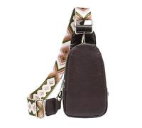 Sac à bandoulière pour femme Quatre loisirs polyvalent couleur unie PU ethnique tissé bandoulière sac poitrine sac poitrine sac The Monkey Is The Messenger, café, taille unique