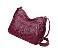 Sac à bandoulière pour femme, sac à bandoulière en cuir pour femme - Sac à main en cuir synthétique - Sangle réglable, grande buse de capacité pour femme - Fermetures éclair lisses, rouge, Voir