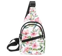 Sac à bandoulière pour femme - Sac à bandoulière pour femme - Motif fleurs roses avec feuilles - Sac à dos de voyage, Multicolore 03., 11.8x7x1.5in/30x18x4cm