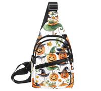 Sac à bandoulière pour femme - Sac à bandoulière pour Halloween, vacances, chauve-souris, citrouille, voyage, Multicolore 02, 11.8x7x1.5in/30x18x4cm