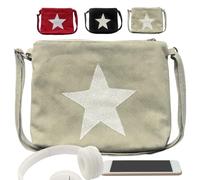 Sac à Bandoulière pour Femme - Sac à Main Décontracté en Toile - Sacoche Messenger - Sac Vintage - Poche D'épaule - Musette en Tissue étoile brillante (30x20cm)