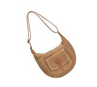 Sac à bandoulière pour femme Sac à main simple Paille Sac de plage Épaule Messagers faits à la main Femmes Quotidien Plage Main Épaule Quotidien Paille Sac à main, marron clair