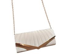 Sac à bandoulière pour femme - Sac de soirée formel - Élégant sac à main de mariage - Pour cocktail - Avec chaîne détachable - Couleur champagne, champagne, One Size