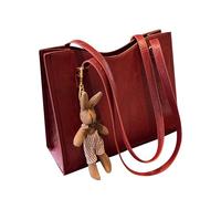 Sac à bandoulière pour femme, sac fourre-tout simple pour femme avec pendentif lapin - Sac de banlieue vintage tendance pour les voyages d'affaires, les loisirs, Rouge, Refer to