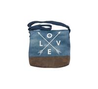 Sac à bandoulière pour femme - Style maritime vintage - Blanc/bleu/marron - Environ 28 x 32 cm - Sac à main pour femme - Sac maritime avec bandoulière, motif amour