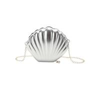 Sac à bandoulière pour femmes avec chaîne décorative design rigide et tendance inspiré du style coréen accessoire de mode élégant et pratique pour toutes les occasions (Silver, A)