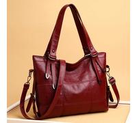 Sac à bandoulière pour femmes imperméable en PU de grande capacité, style double poignée, sangle d'épaule. Sac bourgogne, sac, cadeau idéal pour le Nouvel An, sac inspiré du rétro, sac bourgogne Taill