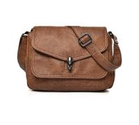 Sac à bandoulière pour fille et femme en cuir PU - Couleur unie - Tendance et simple, Marron Bn, Medium