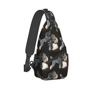 Sac à bandoulière pour homme dos pliable petit de poitrine dos caniches chien en gris blanc Art sac antivol polyvalent de messager avec bandoulière réglable