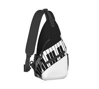 Sac à bandoulière pour homme dos pliable petit de poitrine dos touches de piano noir et blanc Art sac antivol polyvalent de messager avec bandoulière réglable