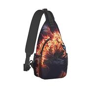Sac à bandoulière pour homme et femme, antivol, polyvalent, décontracté, fourre-tout, sac de voyage, sac messager, Wild And Angry Tiger Fire Flame Brave Mammal King Art Crossbody Sling Backpack