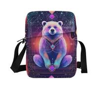 Sac à bandoulière pour homme et femme - Bandoulière réglable - Ours - Cartes de tarot mystère fluo
