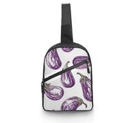 Sac à bandoulière pour homme et femme - Motif aubergine violette - Sac banane pour les voyages - Image d'aubergine violette - Taille unique, Image d'aubergine violette, Taille unique, Sacs à dos à