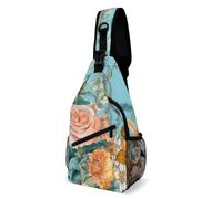 Sac à bandoulière pour homme et femme - Motif ondulé - Sac banane pour voyage, Différentes variétés de fleurs, 38x20cm, Sac de poitrine entièrement imprimé