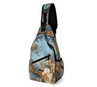 Sac à bandoulière pour homme et femme - Sac banane tressé chat pirate - Sac banane pour voyage, Fleurs et soie, 38x20cm, Sac de poitrine entièrement imprimé