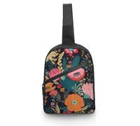 Sac à bandoulière pour homme et femme - Sac de poitrine coloré à motif floral bohème - Sac banane pour voyage, motif floral bohème coloré, taille unique, sac à dos à bandoulière, Motif floral