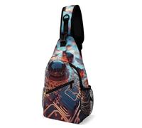 Sac à bandoulière pour homme et femme - Style pop - Sac banane pour les voyages, Virus sur circuit imprimé, 38x20cm, Sac de poitrine entièrement imprimé
