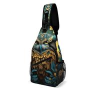 Sac à bandoulière pour homme et femme - Vert et noir - Sac banane pour voyage, Ailes de chou, 38x20cm, Sac de poitrine entièrement imprimé