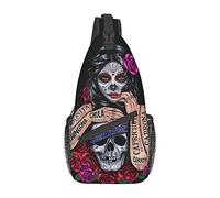 Sac à bandoulière pour Homme Femme Day of The Dead Sugar Skull Unisexe Petit Sac à Dos de randonnée Durable Sport décontracté Marche vélo Voyage Cyclisme
