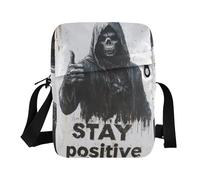 Sac à bandoulière pour homme - Sac à bandoulière décontracté pour femme - Bandoulière réglable pour le travail - Crâne de Dieu de la mort