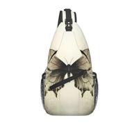 Sac à bandoulière pour homme, sac à dos de randonnée, course à pied, sac poitrine pour homme, sac à bandoulière. Motif papillon sur l'aile, noir, taille unique, Noir , Taille unique