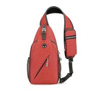 Sac à bandoulière pour homme - Sac de poitrine tendance - Multifonctionnel - Mobile - Sac de voyage pour téléphone portable - Sac de poitrine - Poches croisées diagonales, rouge, 35cm-38cm