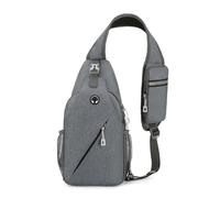 Sac à bandoulière pour homme - Sac de poitrine tendance - Multifonctionnel - Mobile - Sac de voyage pour téléphone portable - Sac de poitrine - Poches croisées diagonales, gris, 35cm-38cm